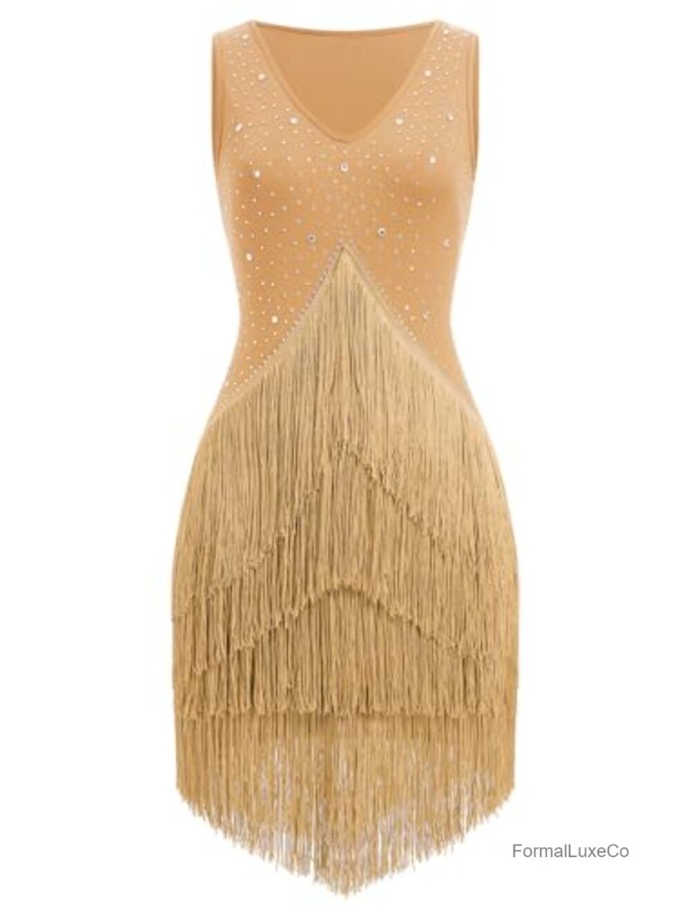 Rhinestones Fringe Tassel Latin Dance Dress Competition Ballroom Costume